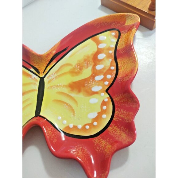 Hand painted Butterfly Serving Plate by Grasslands Road - Picture 4 of 7